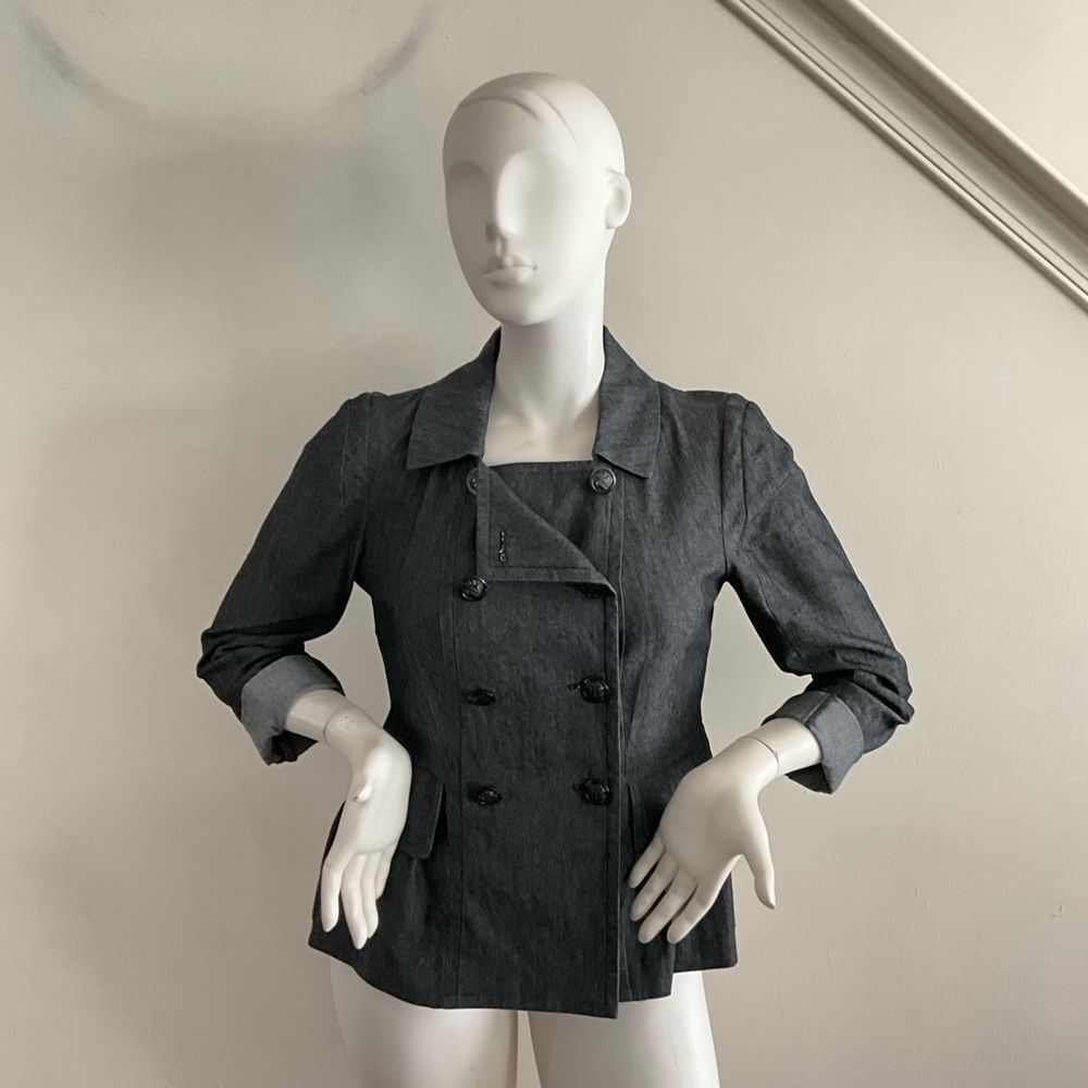 Sandro Sportswear Peplum Double Breasted Jacket Black M - Picture 8 of 11